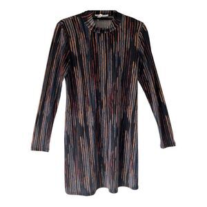 BCBGeneration Long Sleeve Casual Multicolor Mock Neck Striped Dress Size Small